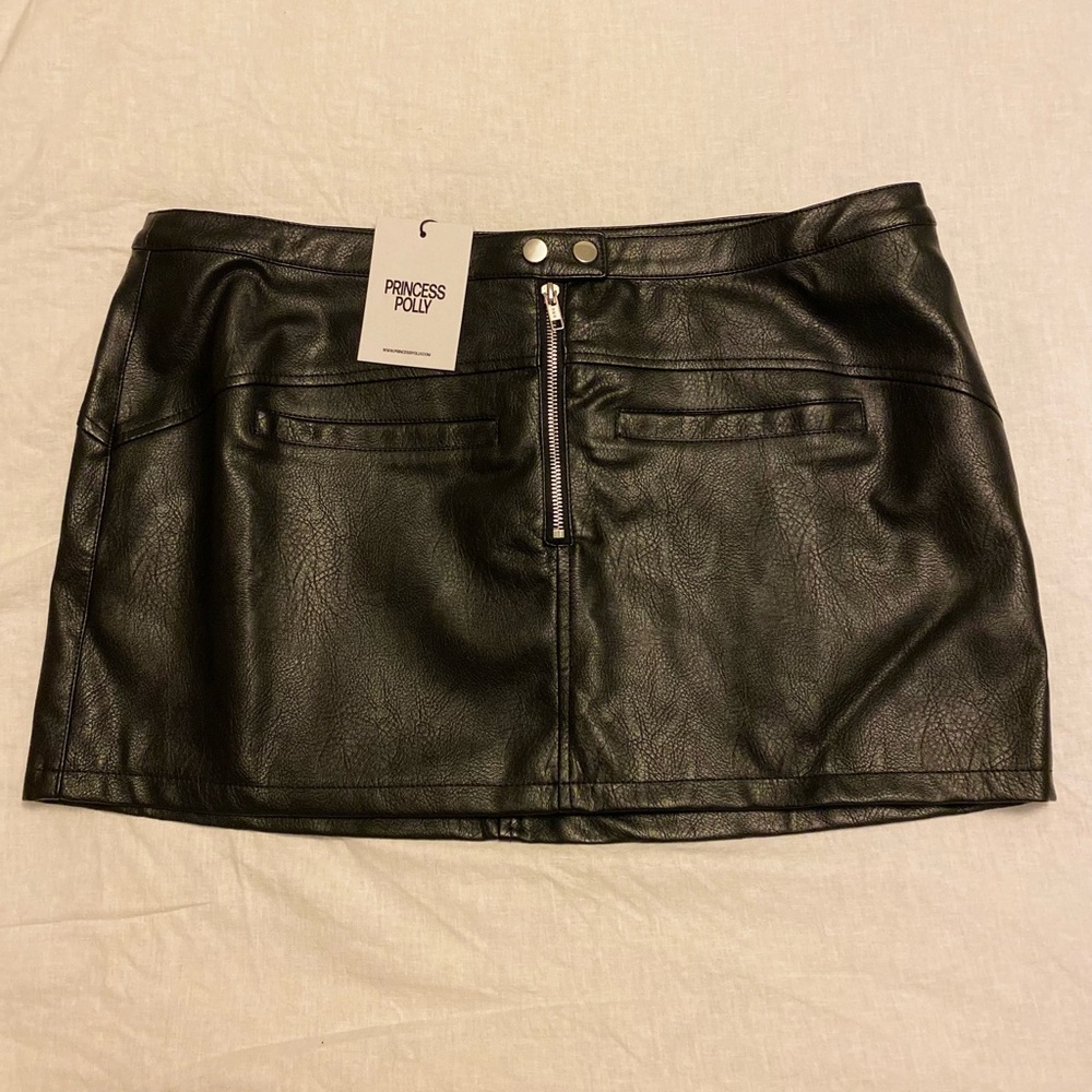 Princess Polly Black Faux Leather Mini Skirt